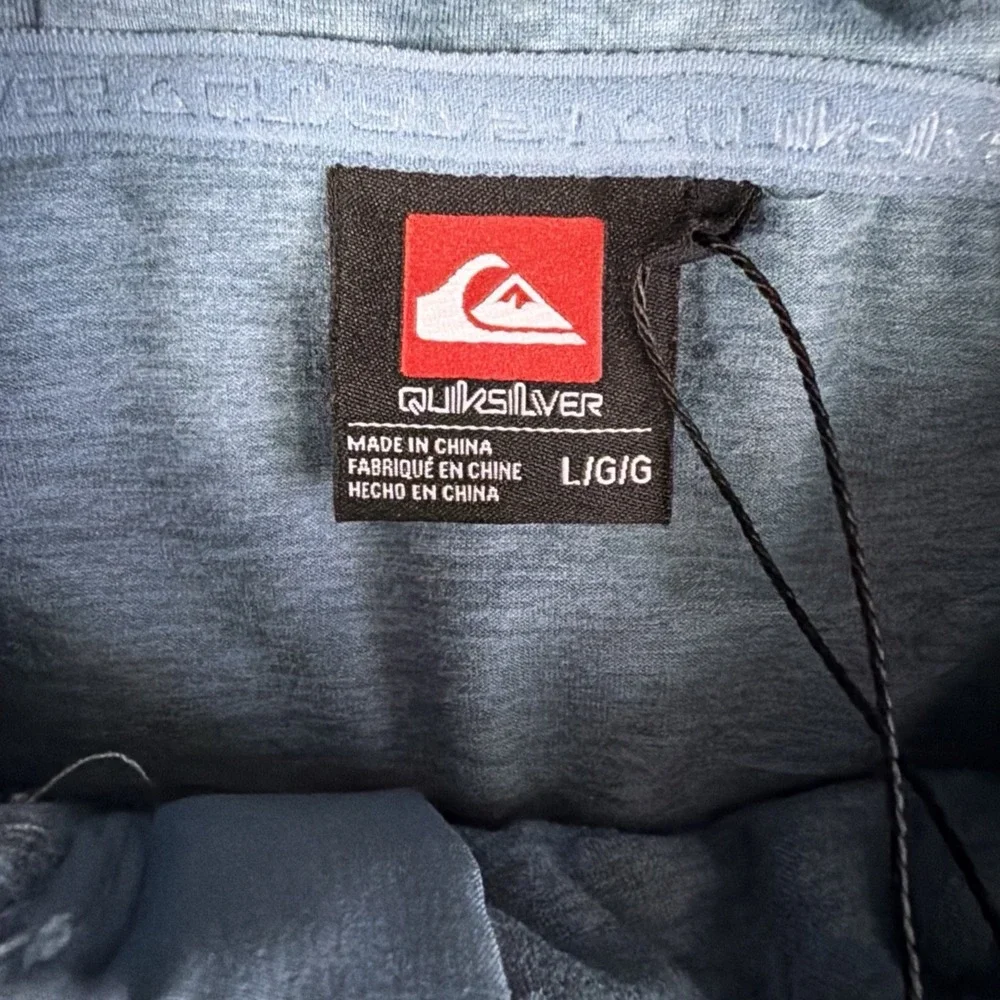 NWOT Quicksilver Men's L Fleece Lined Full Zip Hoodie Surf Coastal Blue MSRP $70